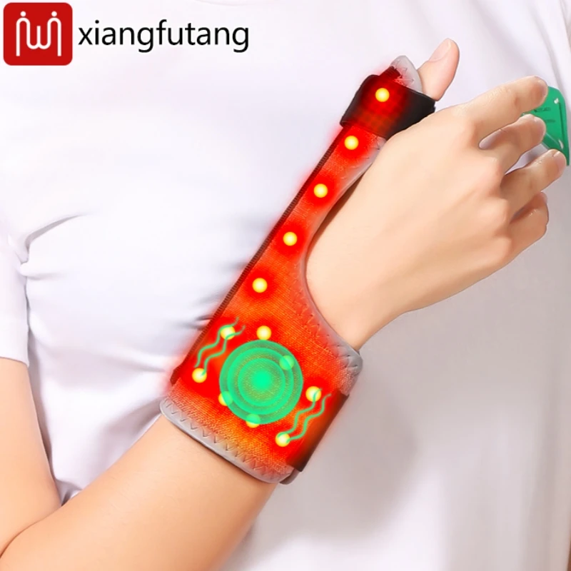 

Красный свет с подогревом для поддержки пальцев, электрическая грелка для запястья, подушка для пальцев для левой и правой руки, вибрация и регулируемые настройки нагрева