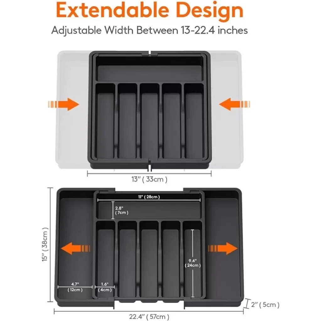 1PC Extended cutlery storage box Expandable Utensil Tray Expandable utensil tray silver case Adjustable cutlery holder