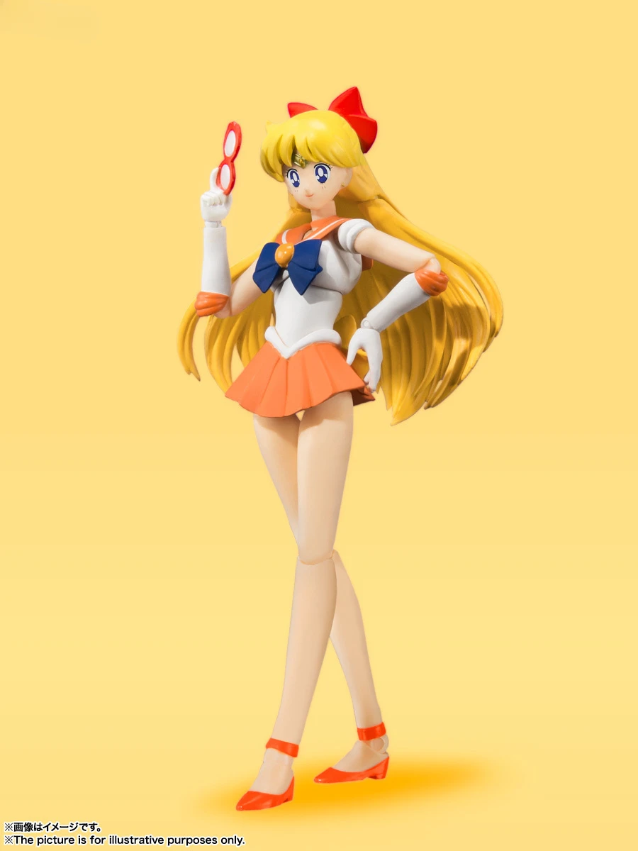 متوفر في المخزون سلسلة جديدة أصلية من Bandai SHF Sailor Moon Sailor Venus - نسخة ألوان الرسوم المتحركة - هدية دمية قابلة للجمع