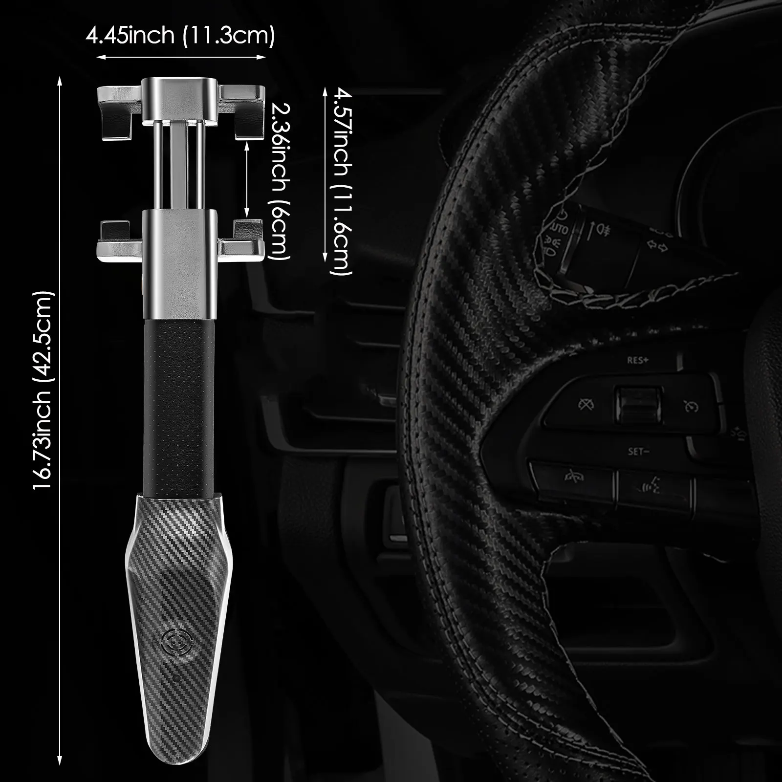 Steering Wheel Lock With Alarm 120dB, Steering Lock  Wheel Lock  Crook Locks For Cars, Car Lock Anti-Theft Device Heavy Duty