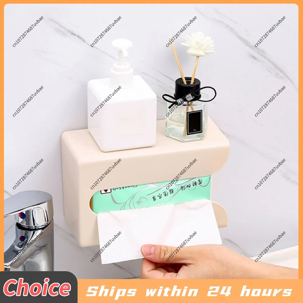 Napkin Holders Wall-mounted Removable Paper Box Self-adhesive Hanging Paper Towel Case Space-saving Punch Free for Kitchen Home