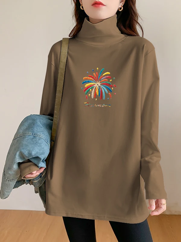 ياقة عالية الحرارية irt المرأة الجديدة Sle الخريف الشتاء Thiened المخملية فضفاضة الداخلية الدافئة كبيرة الحجم الدهون شقيقة منتصف طول #2