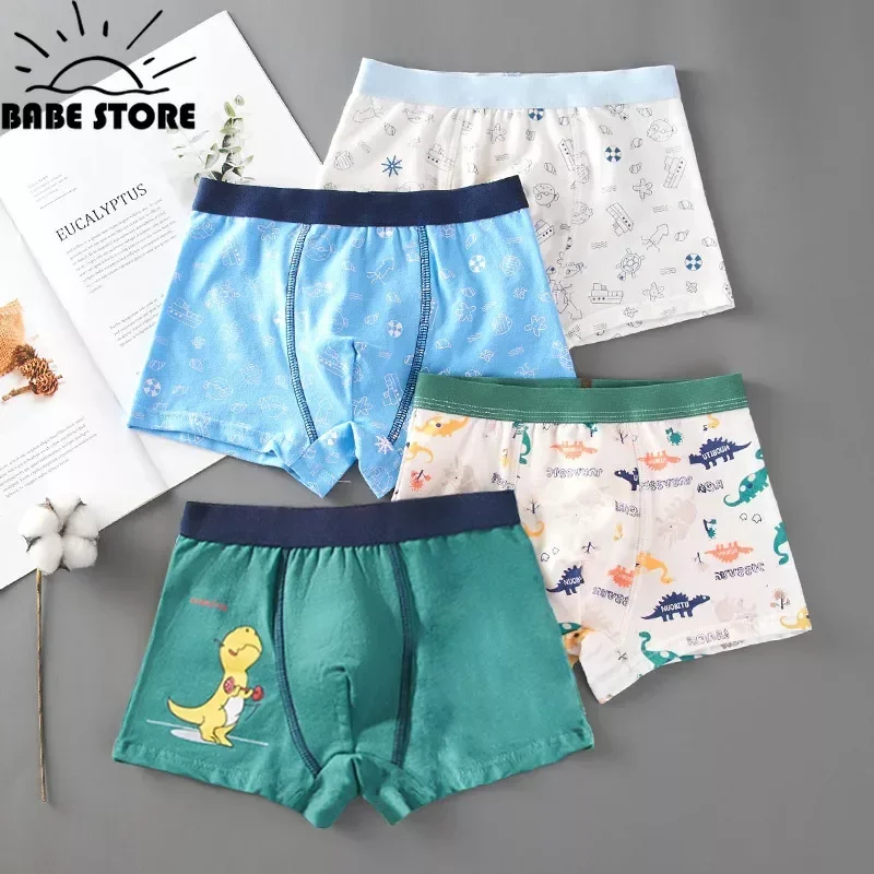 1pcs Random Color Boys Underwear Kid Flat Angle Underwear 2-14 Year Old Student Cartoon-Underwear Pure Cotton ChildrenUnderwears