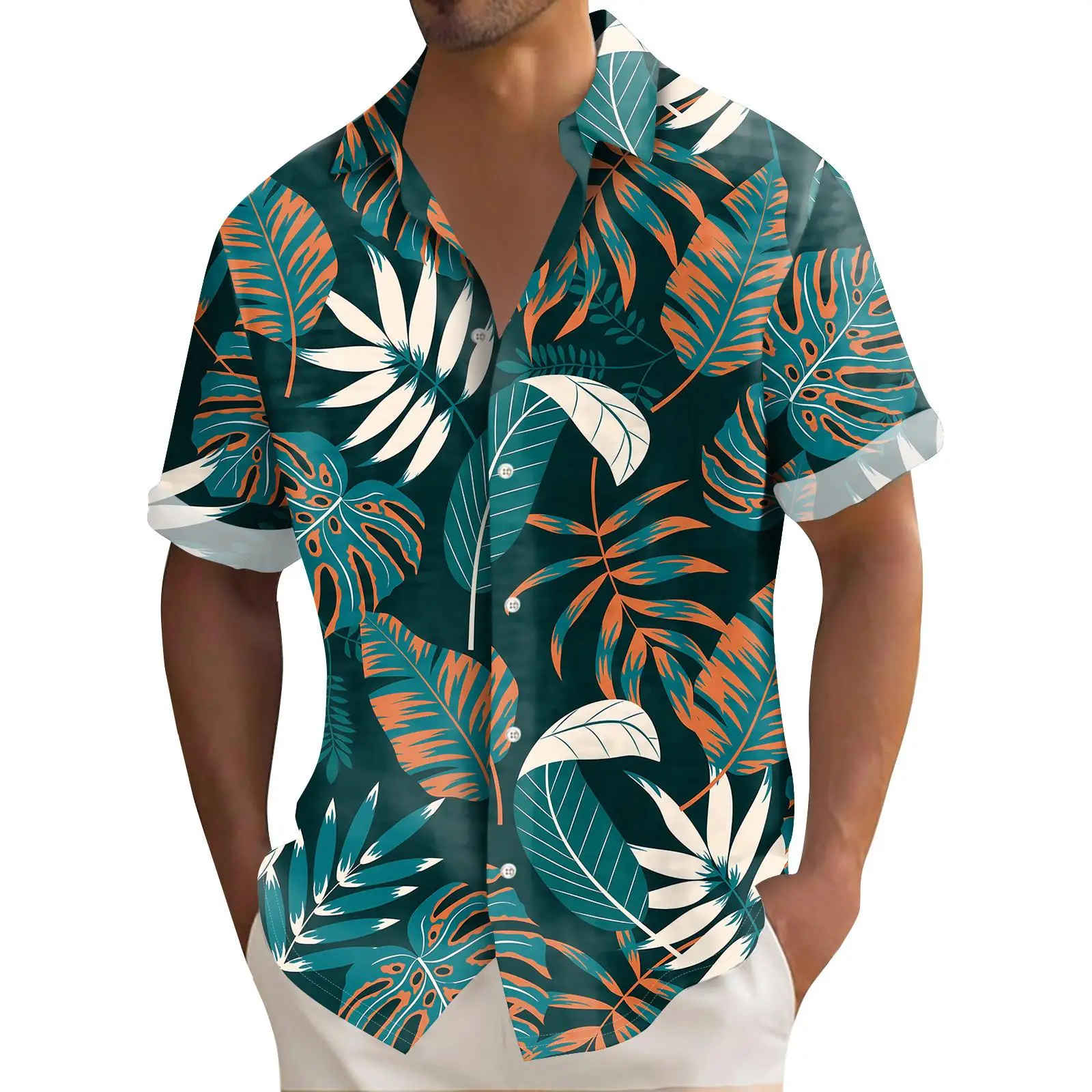 Men's Short Sleeved Pink Floral Button Up Shirts Casual Short Sleeve Button Down Shirt Beach Shirts Hawaiian Style Shirts