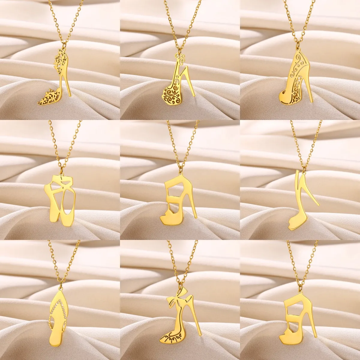 High Heel Ballet Shoes Necklace For Women Stainless Steel Cute Elegance Collar Necklaces Aesthetic Jewelry Collares Para Mujer