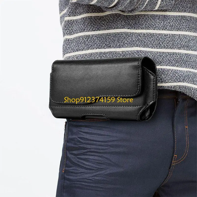 

G5AE Horizontal Leather Belt for Case Holster Sleeve Phone Holder for Men Trave