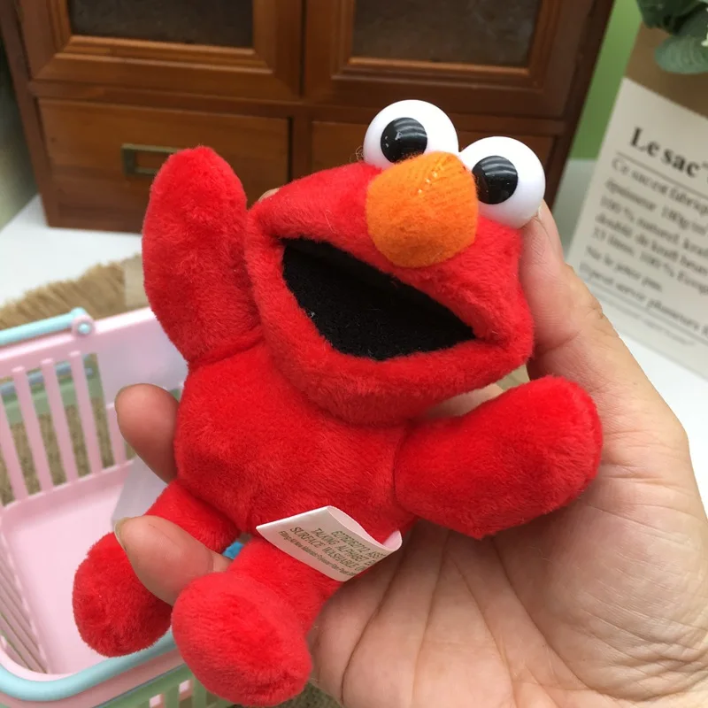 12cm Elmo Sesame Street Plush Pendant Cartoon Peripheral Doll Keychain Backpack Decoration Friends and Children Holiday Gifts