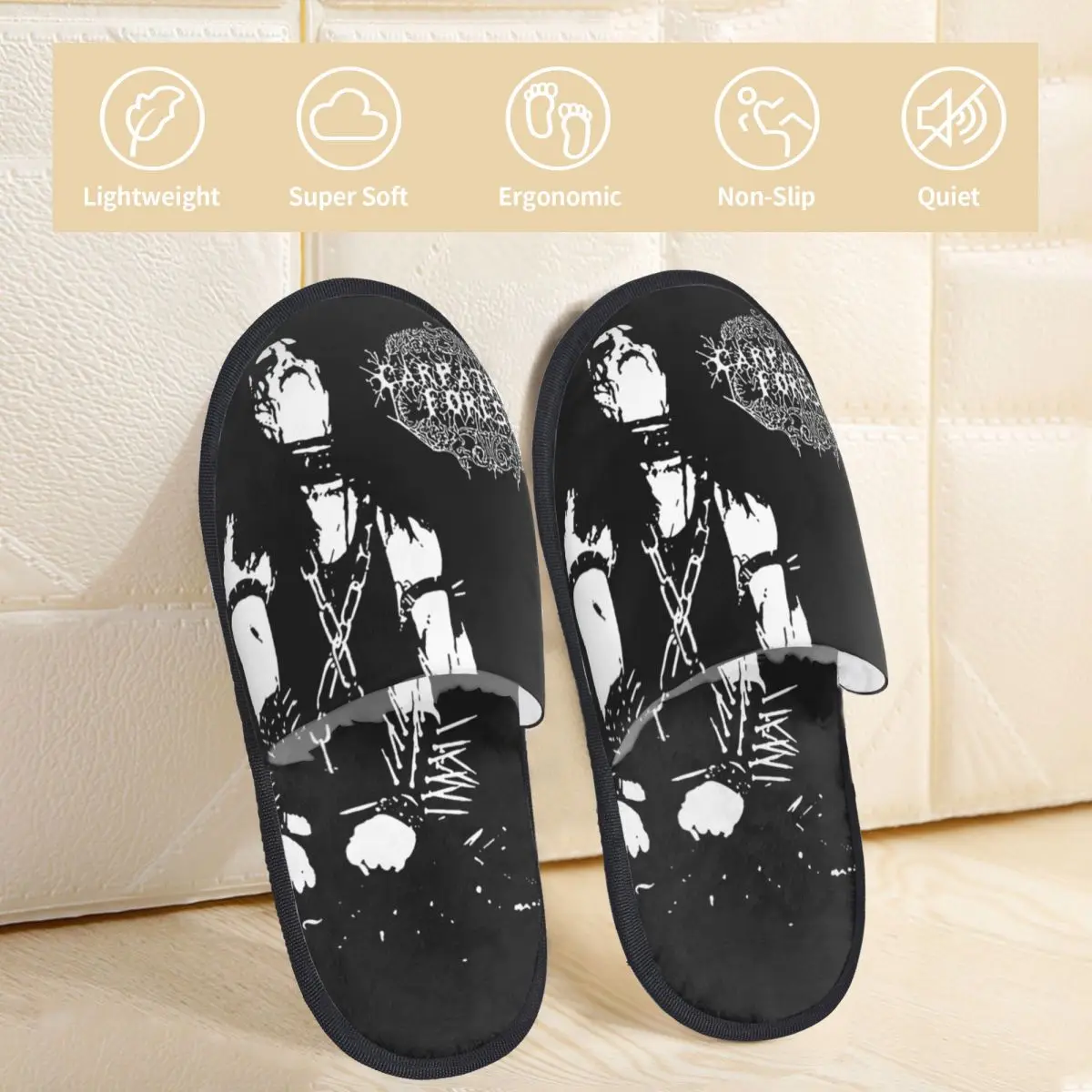 Carpathian Forest Black Metal Band Winter Cotton House Slippers Indoor We're Going to Hell for This Cozy Fur Slippers Non-skid