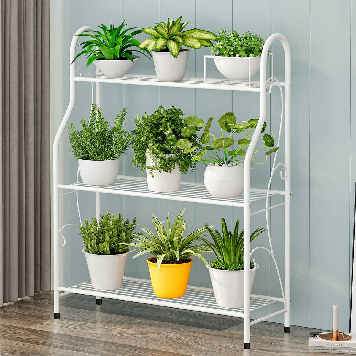 Simple Shelf 3-layer Multi-functional Wrought Iron Simple Modern  Assembly Flower Stand