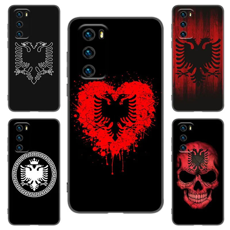 Albania Flag Black Silicone Phone Case For Huawei P8 P9 P20 P30 P40 Mate 8 9 10 Lite 20 30 P50 Pro Plus 20X P Smart 2020