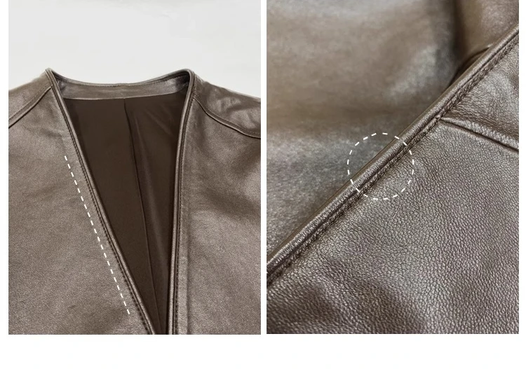 AYUNSUE Real Leather Jacket Women 2025 Genuine Sheepskin Mid-length Trench Coat Autumn Woman Clothes Semi Vegetable Tanning