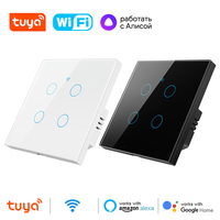 Tuya Smart Wifi Wall Touch Switch No Neutral Wire Required Wireless Remote Control EU Switch 1-4Gang for Alexa Google Home Alice