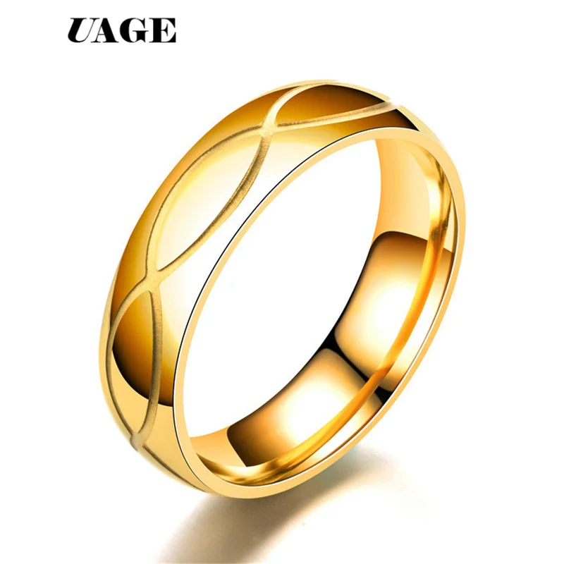 UAGE Romantic Wedding Rings For Lover Gold Silver Color -Color Stainless Steel Couple Rings For Engagement Party Jewelry Wedding