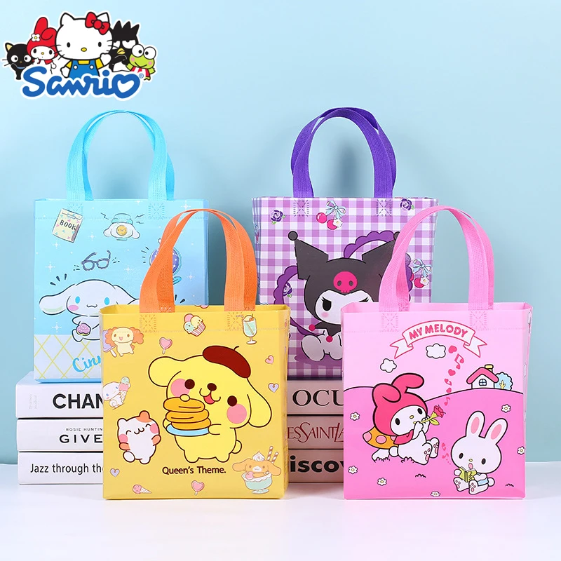 My Melody Gift Bag Anime Figure Cartoon Kuromi Cinnamoroll Pompompurin Tote Bag Y2K Girls Non-Woven Kawaii Portable Shopping Bag