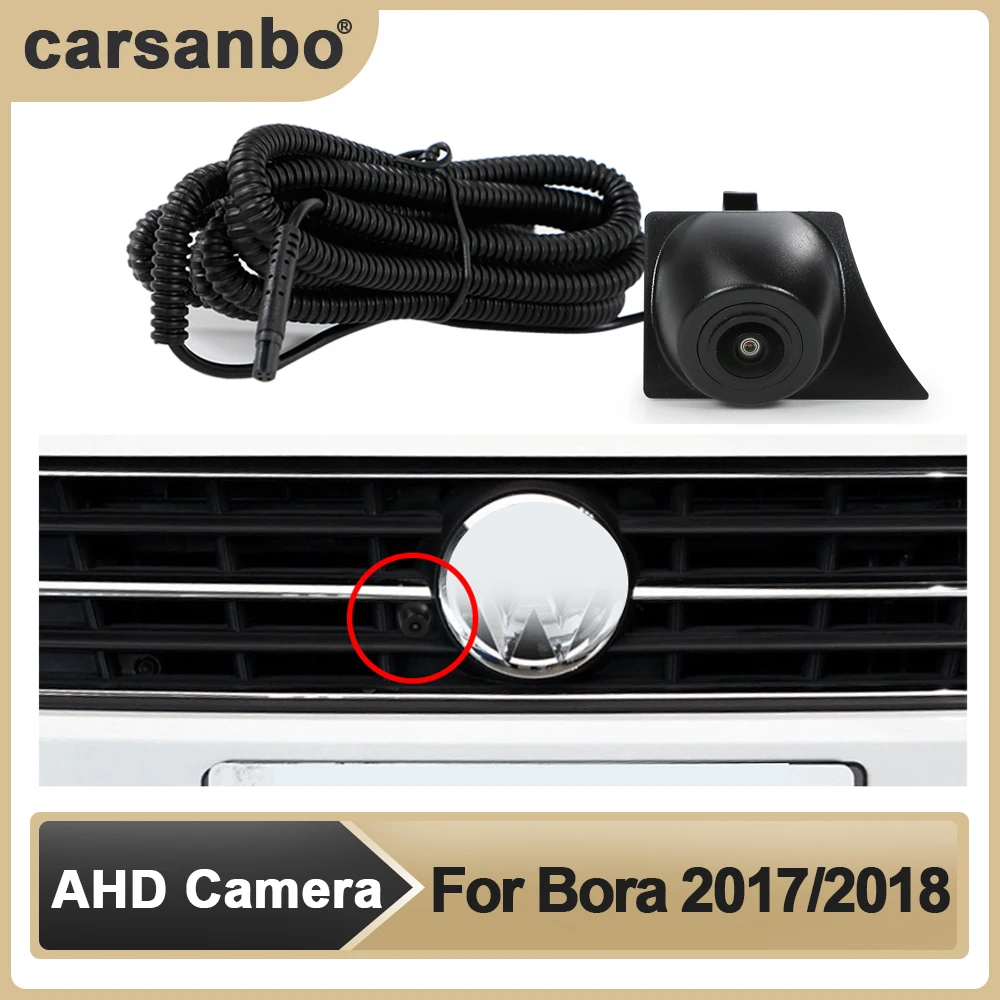 

Автомобильная камера Carsanbo, AHD, передний вид, OEM, HD, ночное видение, рыбий глаз, 150 °, хромированная камера для VW 2017/2018 Bora, система мониторинга парковки