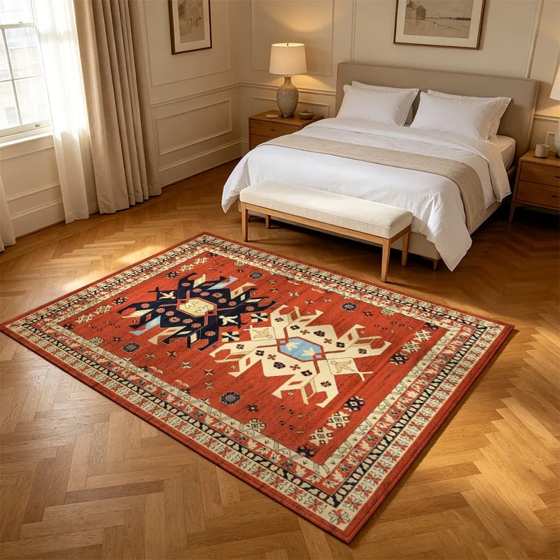 1 Traditional Geometric Tribal Pattern Rug, Soft, Comfortable, All-Season, lightweight, Easy to Care for, Ideal for Living Room, Bedroom, Hallway, Dining Area Decor, Great for Autumn and Winter Home Use