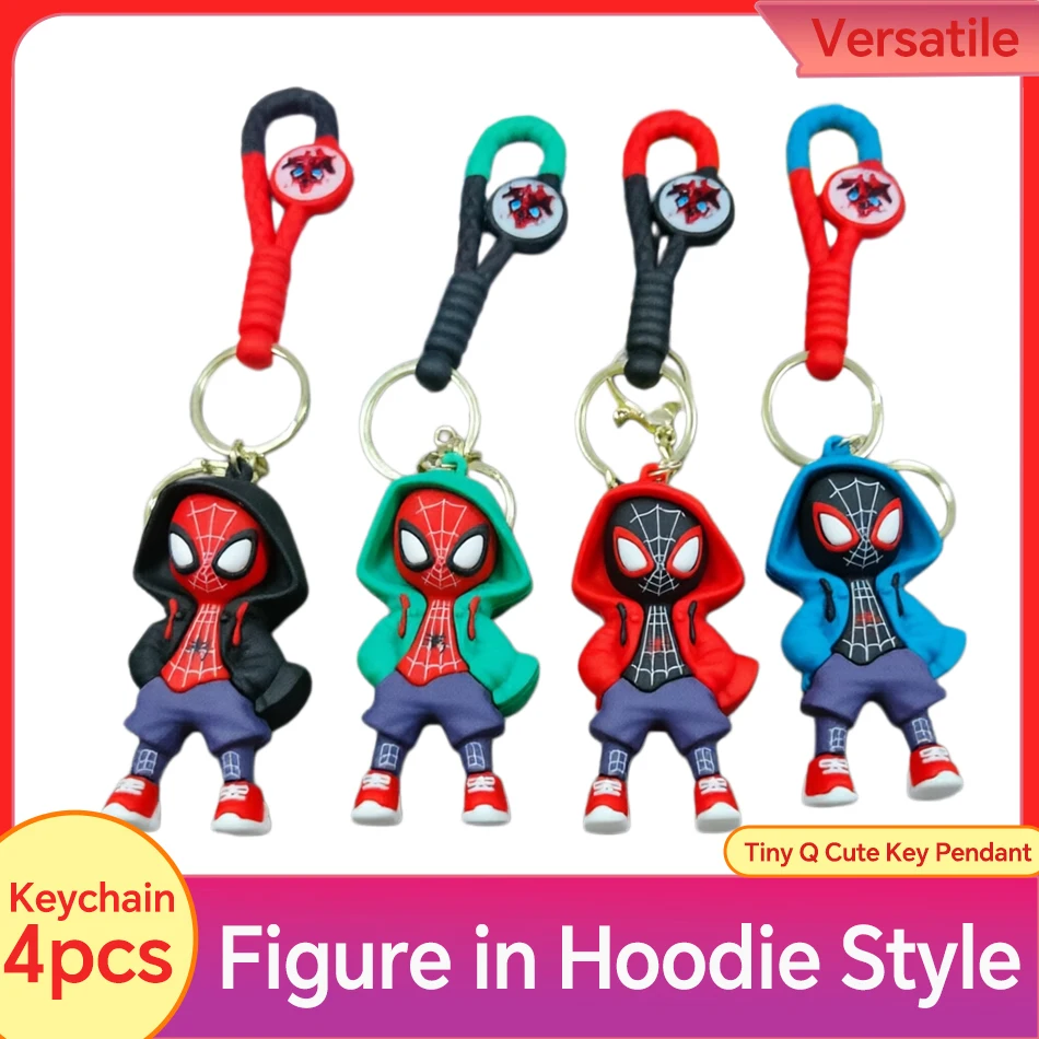SEGA Cartoon Spider-Man Hoodies Design Car Keychain Bag Charm Key Ring Car Keyring Decorative Motorcycle Keychain Accessories