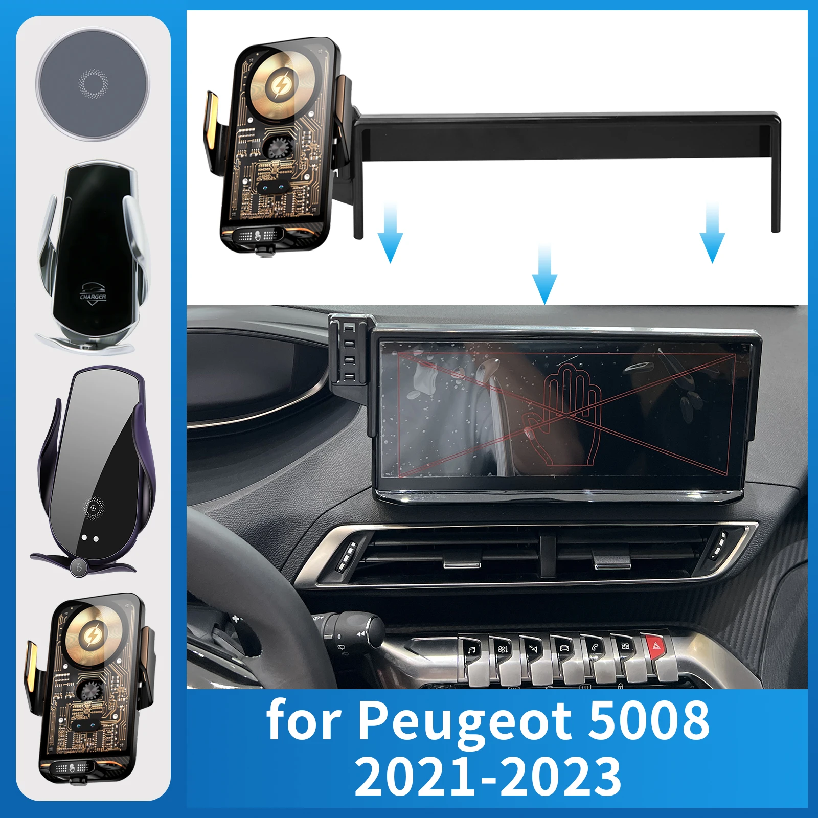 

Car Mobile Phone Holder for Peugeot 5008 2021-2023 Charging GPS Bracket Navigation Stand Auto Accessories
