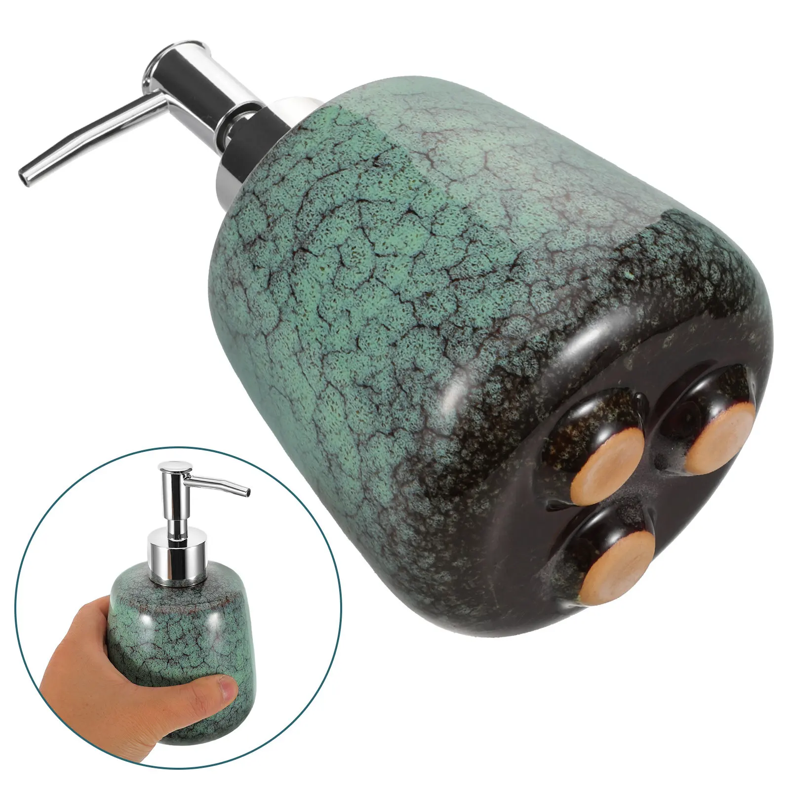 Ceramic Refillable Shower Gel Dispenser 300Ml Pump Bottle for Body Wash Shampoo Lotion Sustainable Bathroom Soap Dispenser