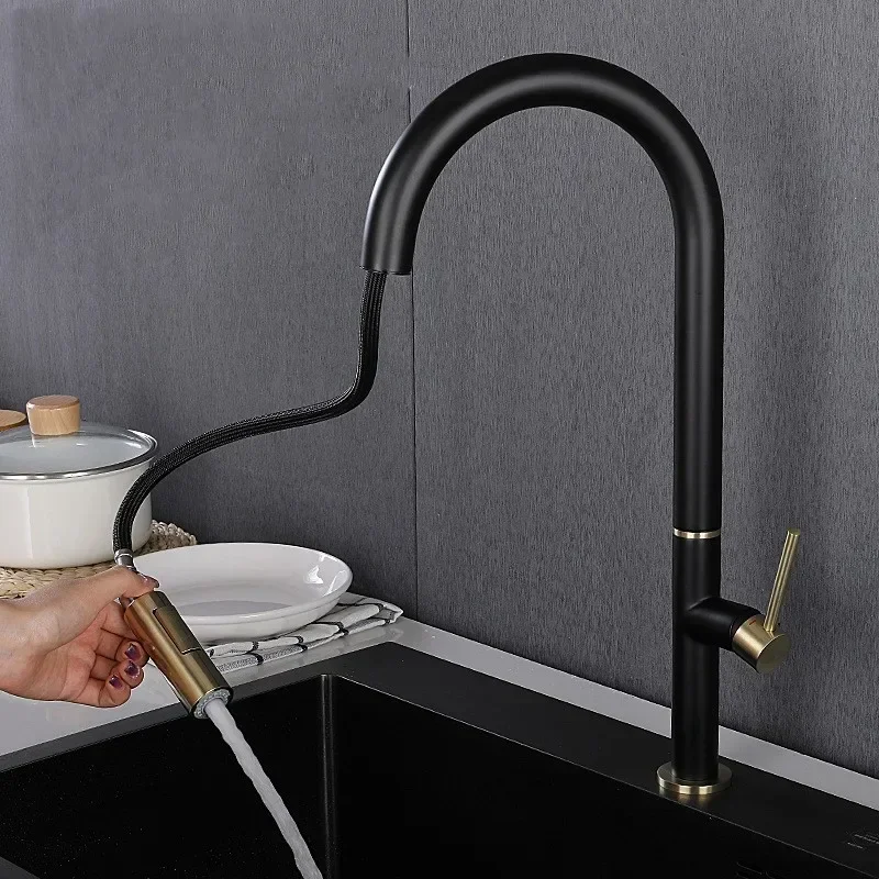 YYHC-The latest brass kitchen faucet with pull-down spray touch sensor smart sink faucet  automatic water outlet