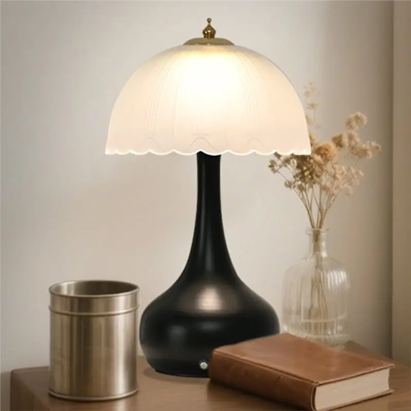 A71Z Retro Glass Night Light Nordic Bedside Table Lamp Luxury Bedroom Gourd-Decorated Desk Lamp Homestay Lighting
