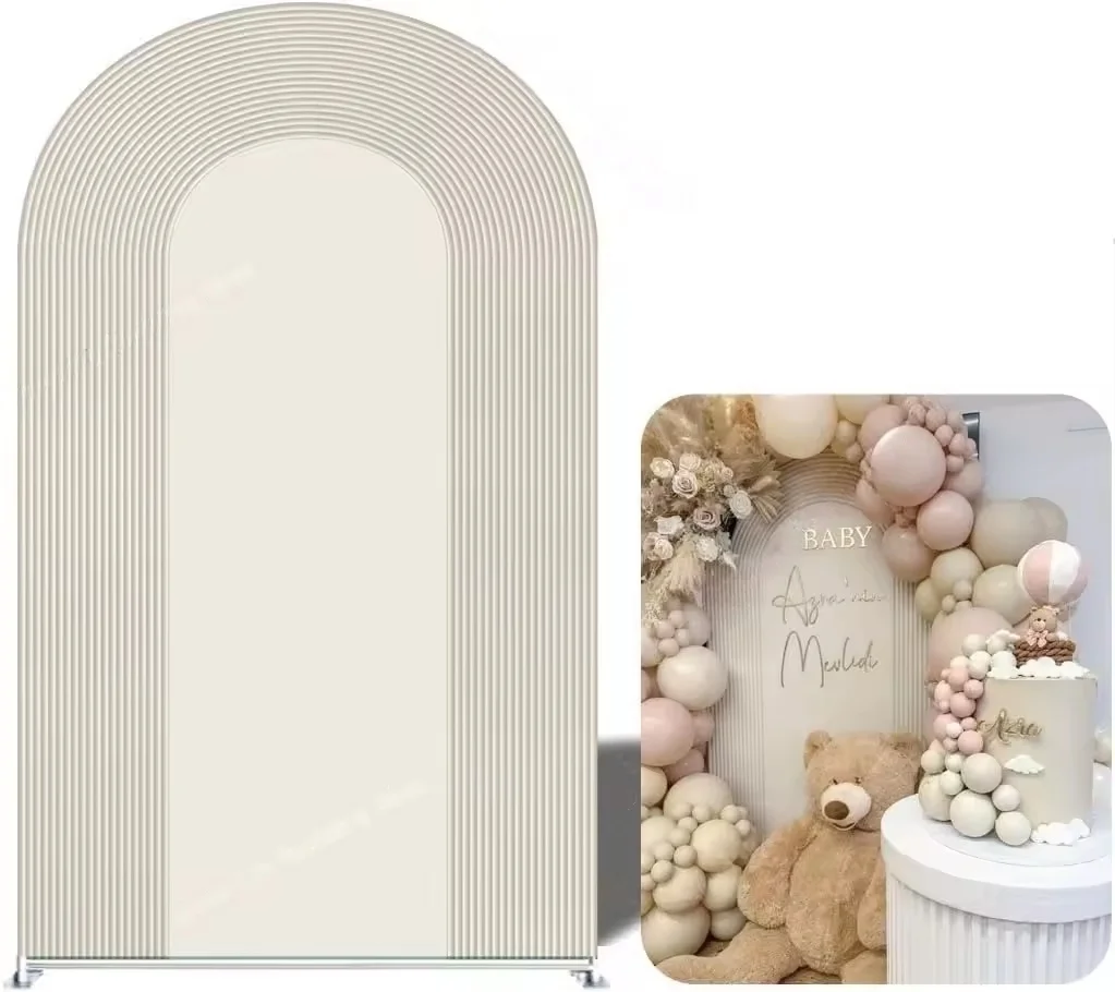 Minimalist Brown Arch Striped Backdrop Cover Wedding Baby Shower Kids Birthday Party Chiara Arch Photography Background Decor