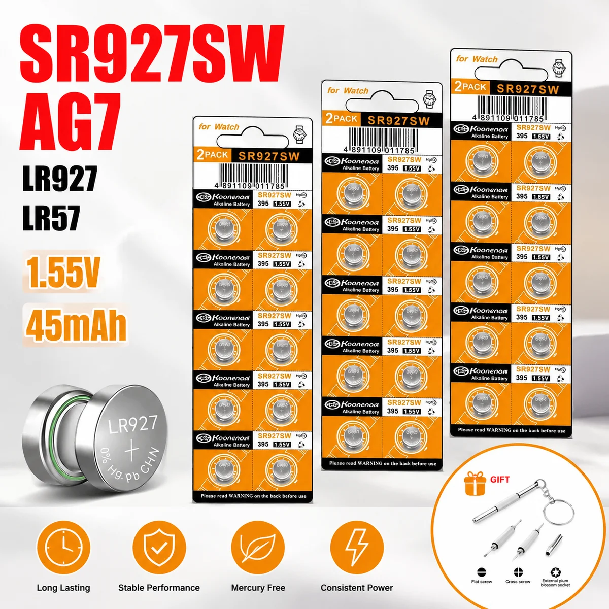 Alkaline Button Cell Battery AG7 1.5V 10-100PCS LR927 LR57 SR927SW 399 GR927 G7 For Watch Toy Remote Camera Replacement Cell