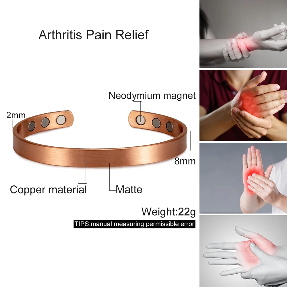 Ikuinen Matte Pure Copper Bracelet for Men Women Adjustable Open Cuff Bangle 9.5mm Wide Solid Copper Minimalist Jewelry image 5