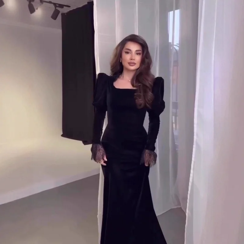 

2025Autumn Elegant Luxurious Long Sleeve Long Dress Vintage Court Style Dress