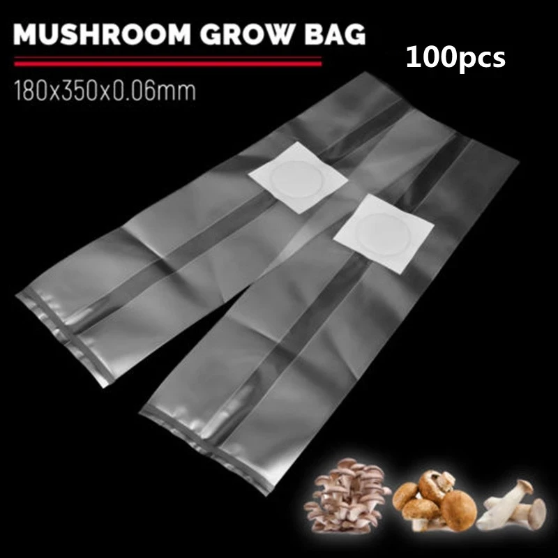 Mushroom Spawn Grow Bag, High Temp, Pre Sealable Garden Supplies, Growing Planting Bags Tool, 6 Size, 100Pcs