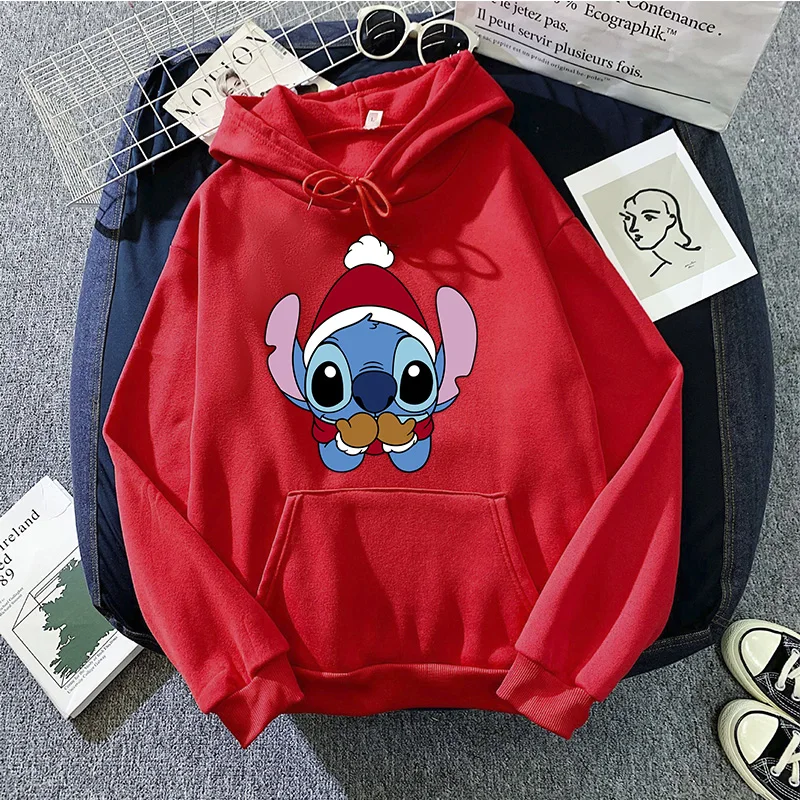 90s Hoodies Kawaii Christmas girls Kawaii Lilo Stitch Hoodie Women Stitch Cute Manga Sweatshirts Y2k Streetwear Female Hoody