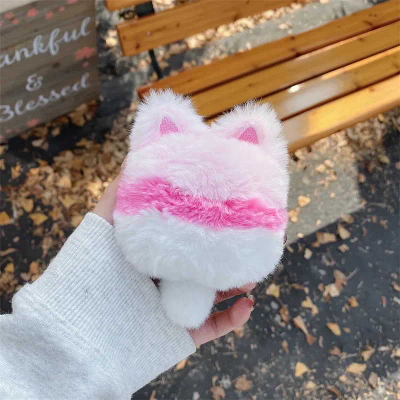 Funda de auriculares de piel de gato de dibujos animados coreanos 3D para Airpods Pro 4 3 2 1 Pro 3 2 generación funda protectora cálida de felpa esponjosa para auriculares