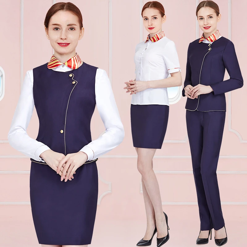 Business Suit Women's Winter Vest Formal Suit Skirt Airline Stewardess Uniform Front Desk Work Clothes