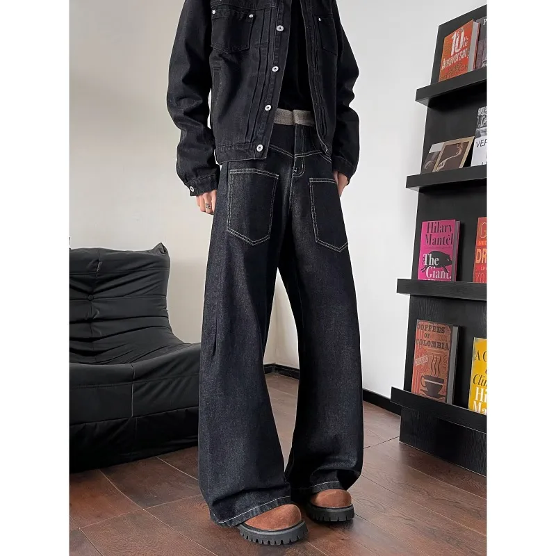 새로운 남성의 고품질 스트레이트 레그 바지 편안하고 세련된 단순 다목적 야외 스포츠 및 레저 와이드 레그 바지