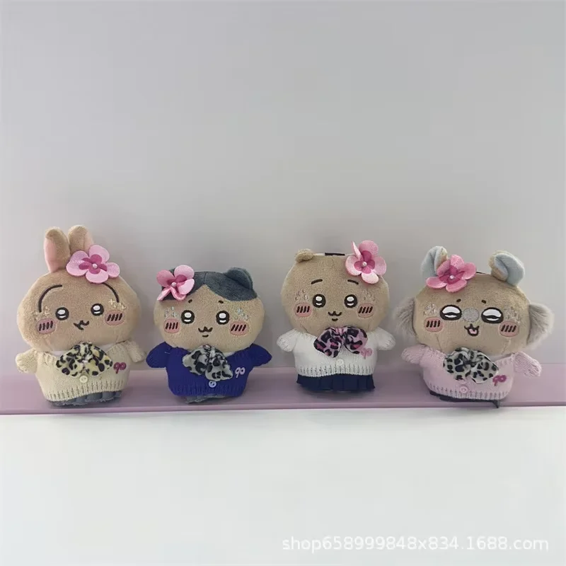 Chiikawa Gal Style Collab Plush Keychain Doll, Cute Momonga Hachiware Characters Plush Pendant, Lovely Collectible Gift