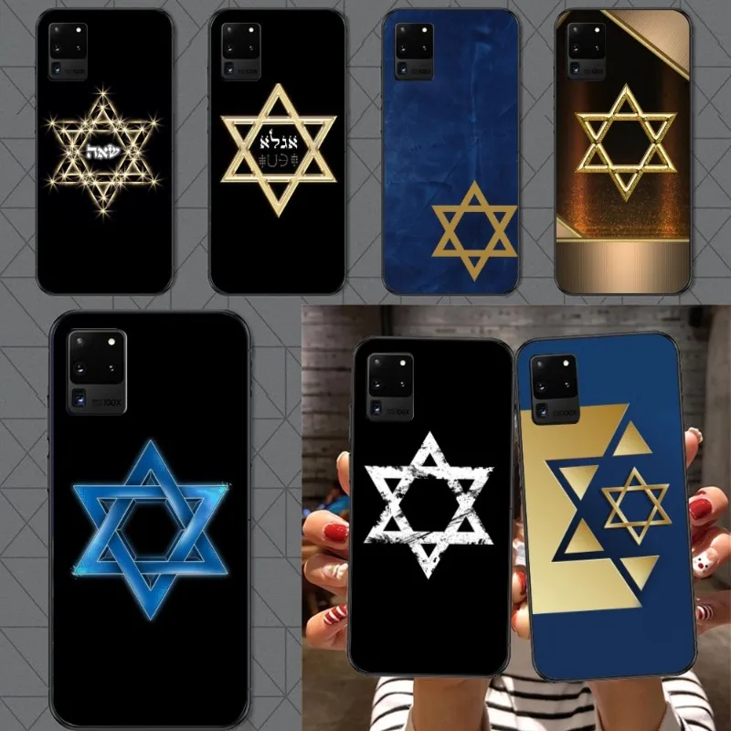 David Jewish Star Phone Case for Samsung A91 A81 A73 A72 A71 A30S A20 A12 A13 A52 A53 4G 5G Black Soft Phone Cover