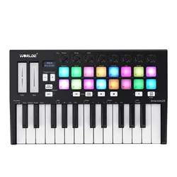 WORLDE Panda mini 25-Key USB MIDI Keyboard Controller USB MIDI Controller Keyboard Piano & 8 RGB Backlit Trigger Pads Music