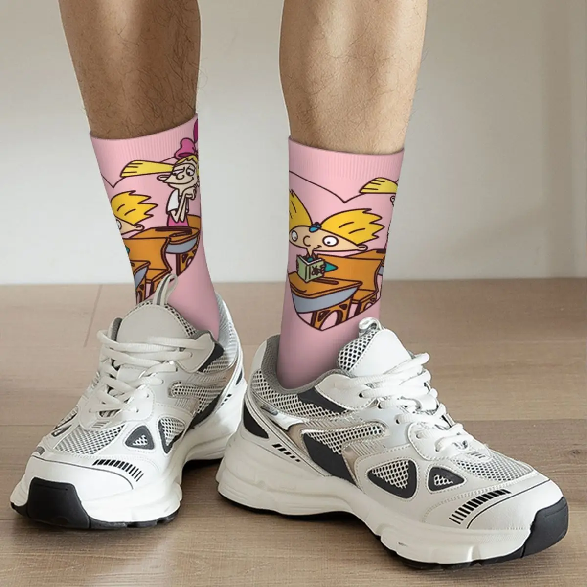 Happy Funny Female Male Socks Hey Arnold! Accessories Super Soft Helga Pataki Heart Graphic Socks All Season