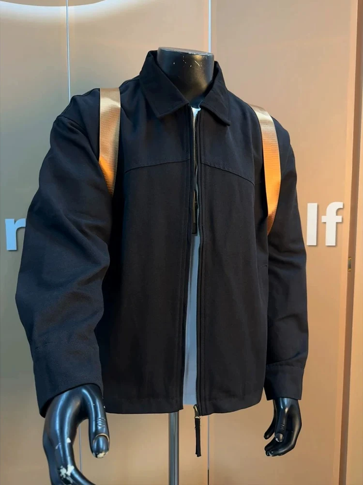 Cleanfit American Detroit Workwear Jacket Men's Spring Autumn High-End Baseball Style Washed Collar Jacket Loose Fit Youth Trend