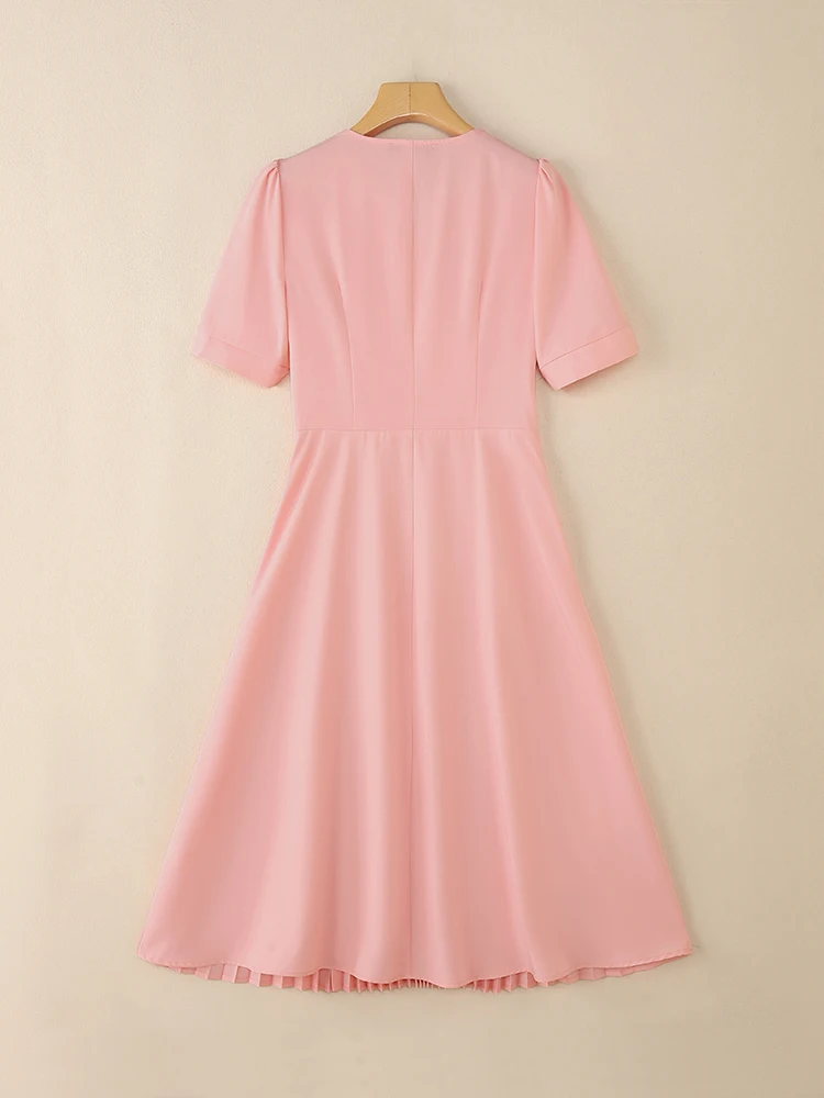 ZANZEA 2025 robes plissées élégantes femmes élégant col en V robe de soirée été robe d'été à manches courtes solide une ligne OL travail robes