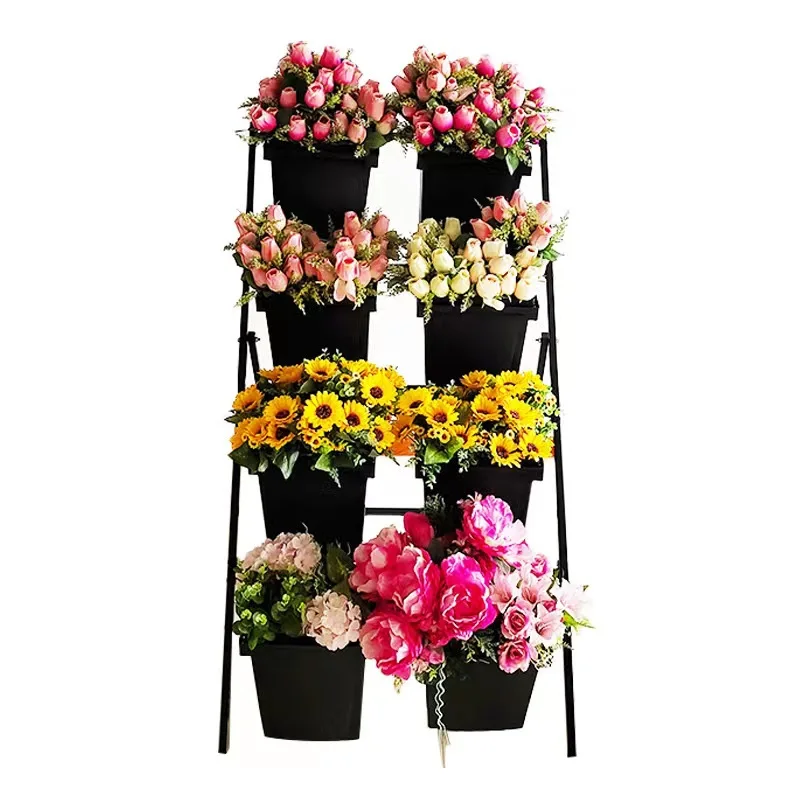 

Display Stand Stand Storage Rack Metal With Plastic Bucket High Quality Flower Florist Home Black Vintage Not Coated