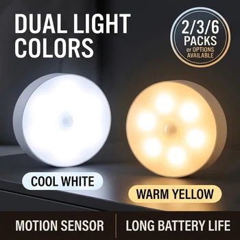 Warm LED Night Light with Motion Sensor USB Rechargeable Wireless Lamp for Cabinet…