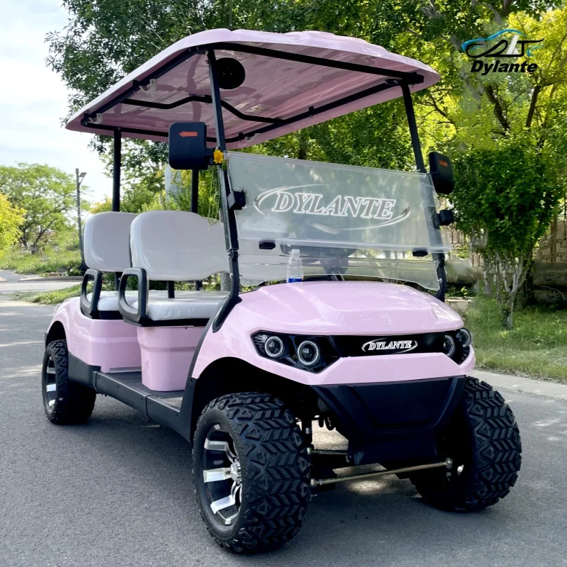 

New Deluxe 72 Volt Lithium Battery Golf Cart DLT New Design Travel Electric Four Wheeler Lift 4 Seat Electric Golf Cart