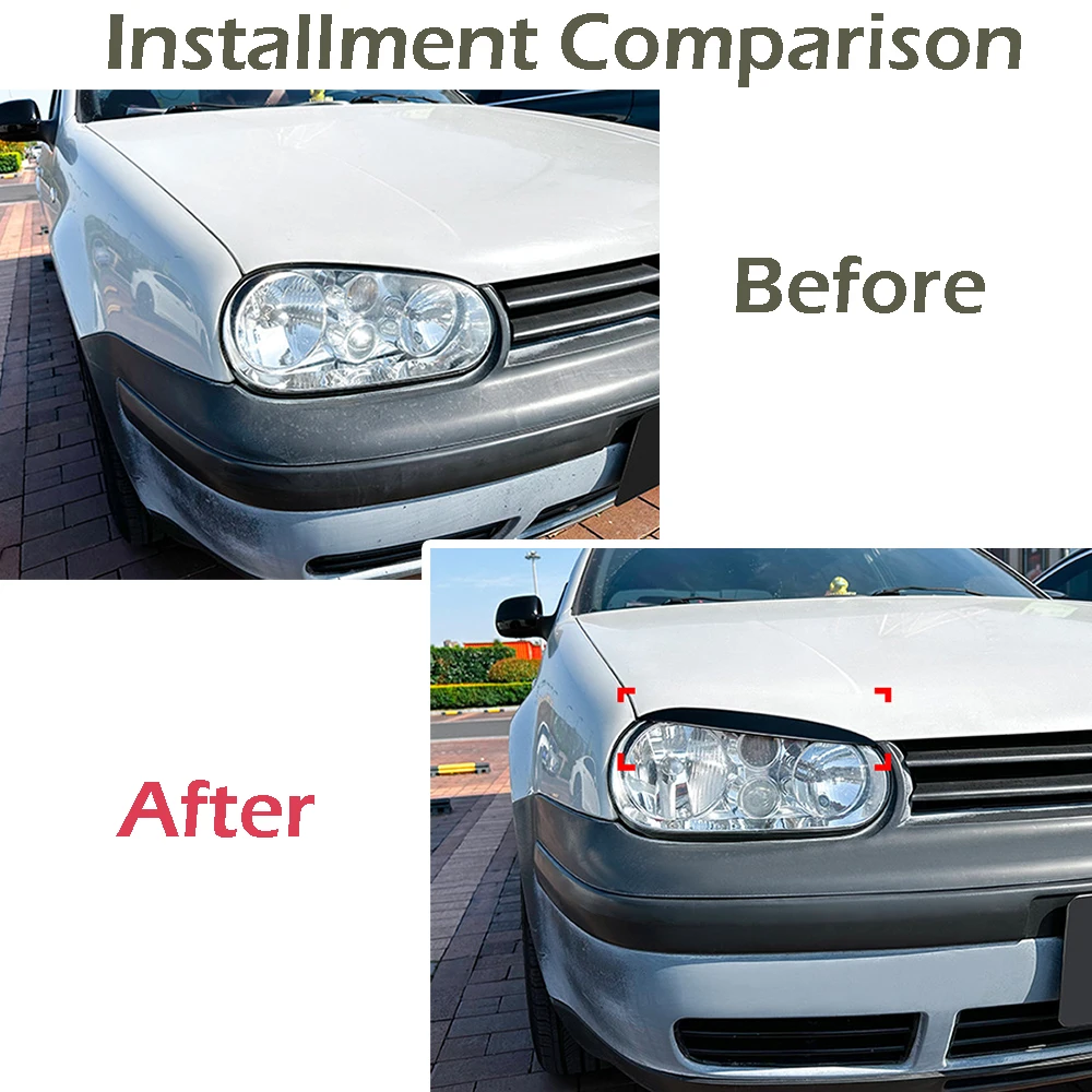 For Golf MK4 1997-2005 Front Headlight Eyebrow Headlamp Eyelids ABS Auto Tuning Headlight Decorative Accessory view 3