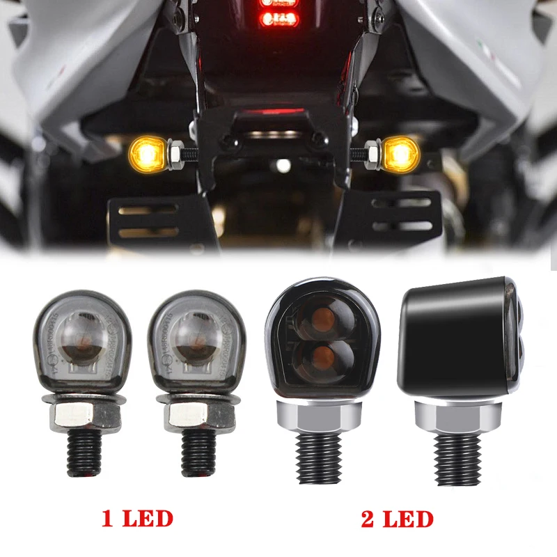 

E Marked M8 Mini Motorcycle Turn Signal Light Indicator 12V Amber LED Signals Blinker Winker Lamp For Cafe Racer Bobber Honda