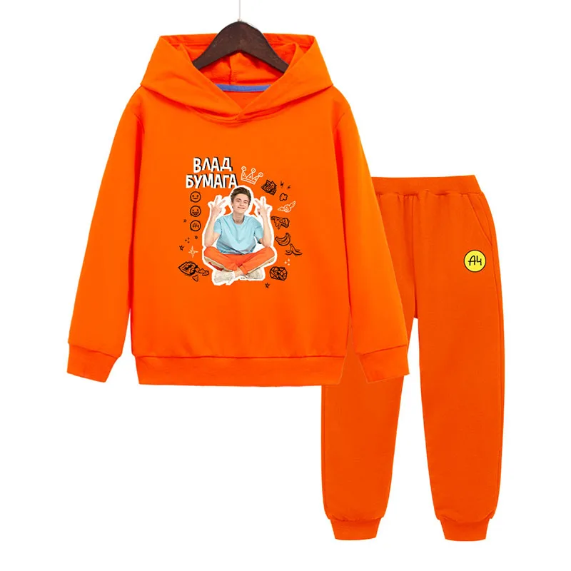 а4 мерч Boy Girl Thin Hoodies Pants Suit Влад Бумага А4 для детей Cotton Vlad Children's Hooded sweatshirts Kids clothing