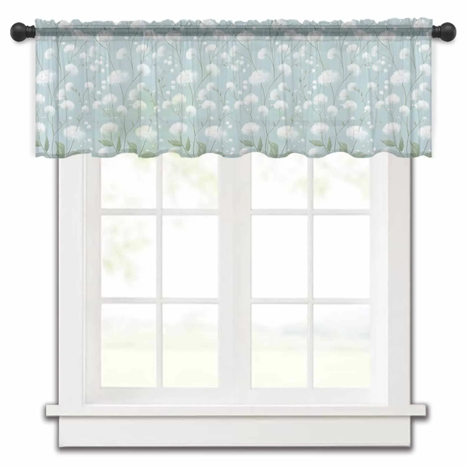 

Простые весенние винтажные цветы, кухонные прозрачные шторы, тюлевые короткие занавески для спальни, гостиной, вуаль, домашний декор