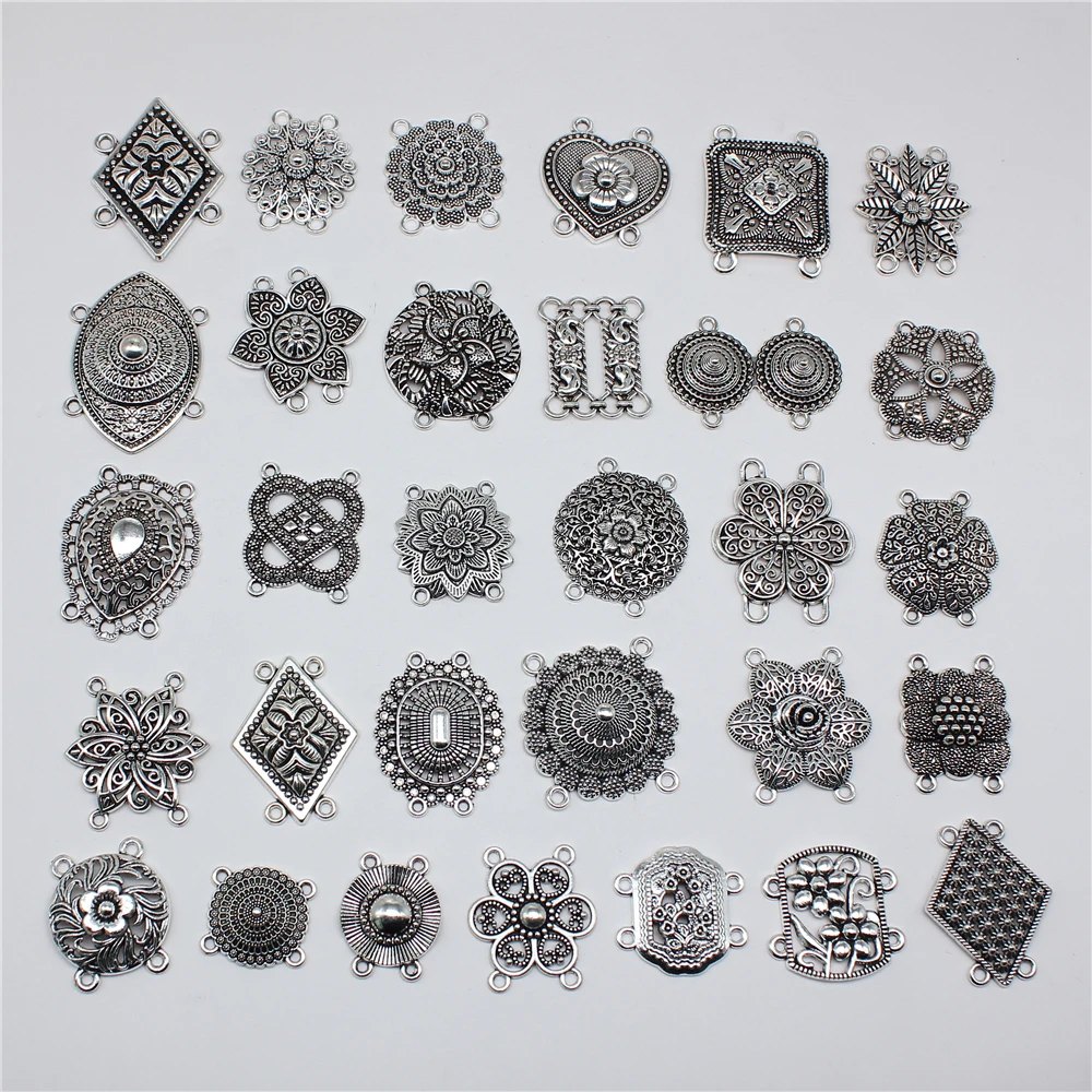 10pcs Body Chain Flower Porous Connector Zinc Alloy Retro Pendants Connectors Linker For DIY Charm Jewelry Accessories