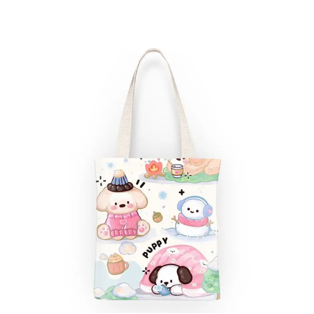 Gifts Large Capacity Puppy Tote Bags Portable Cute Commuting Bag Cartoon Tote Canvas Handbags Canvas Handbag