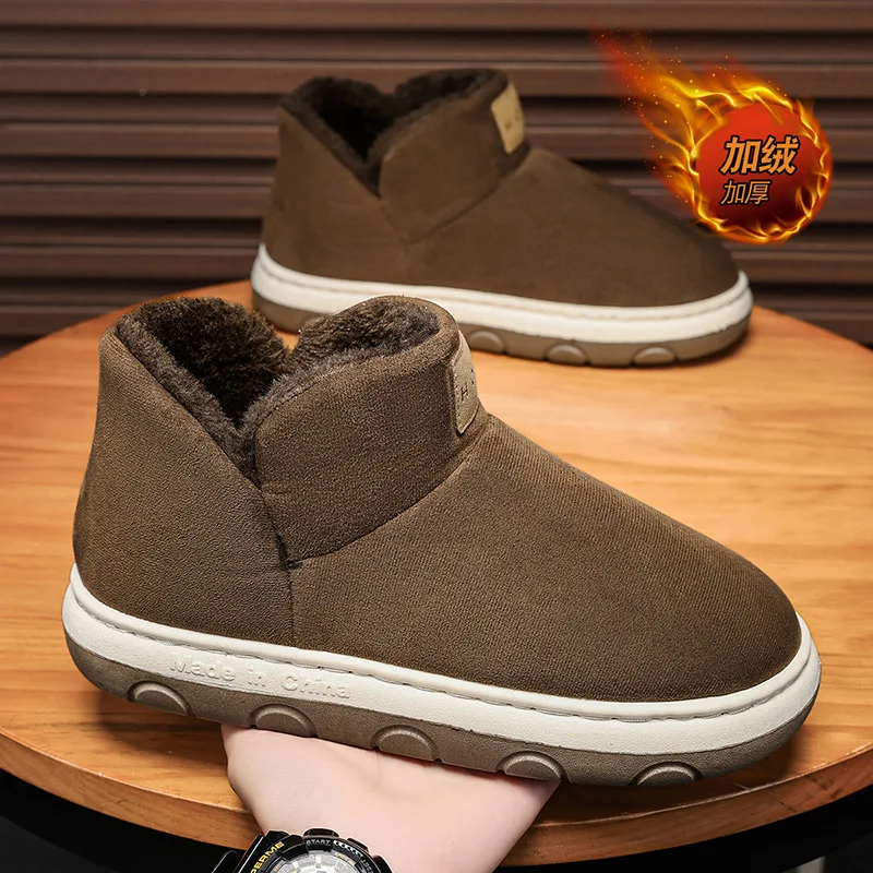 

Зимние мужские ботильоны, модные теплые мужские зимние ботинки на толстой подошве, повседневная прогулочная обувь, мужские ботинки на молнии для мужчин, хлопковая обувь